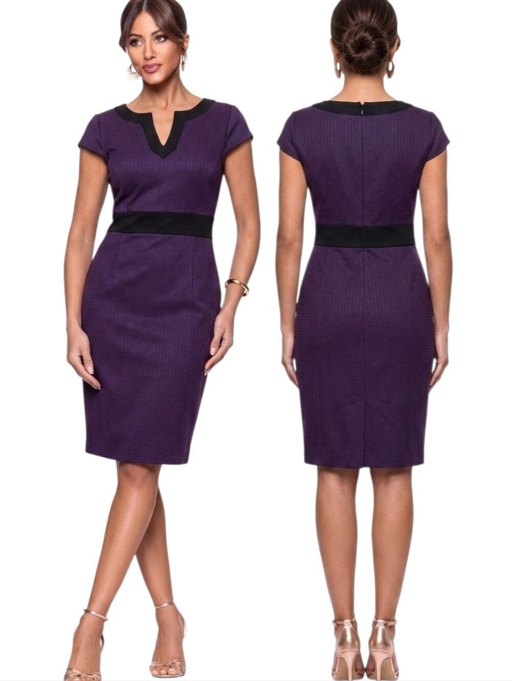 BETSY & ADAM Cap Sleeve Sheath Dress - Size 4